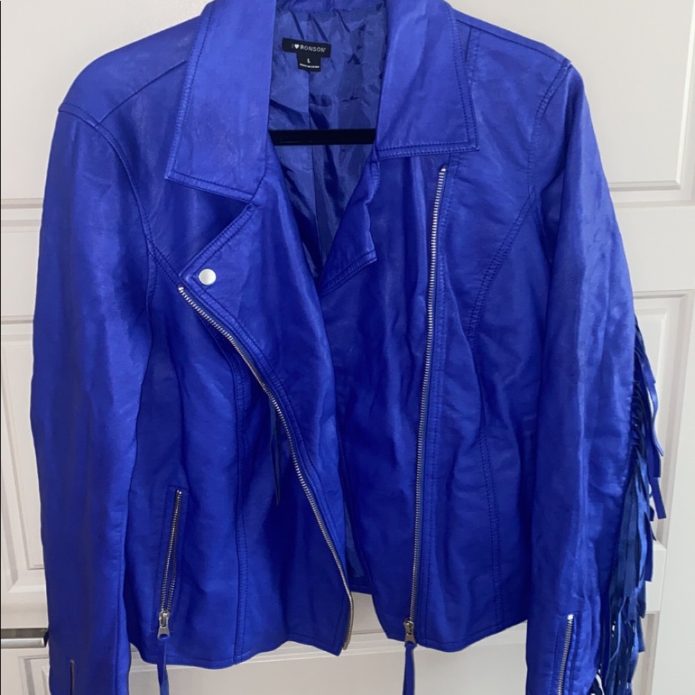 Women’s Faux Leather Blue Jacket